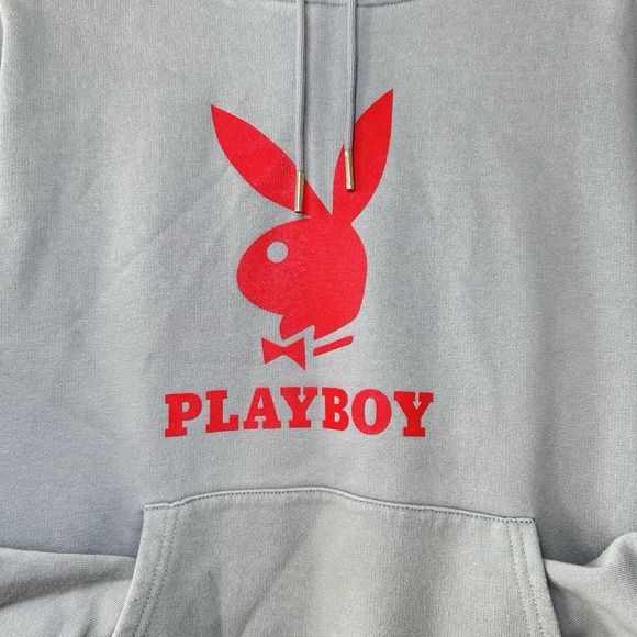 Playboy Headgear Classics Hoodie Sz S Gray Red Logo Graphic Streetwear Y2K Retro - Picture 9 of 9